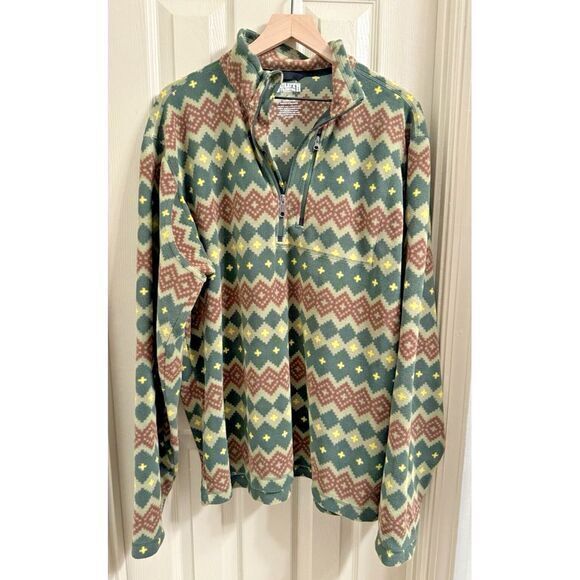 Duluth Trading Co. Men's XL Pullover 1/4‎ Zip Mock Neck Outdoor Green Aztec Soft - Picture 1 of 3